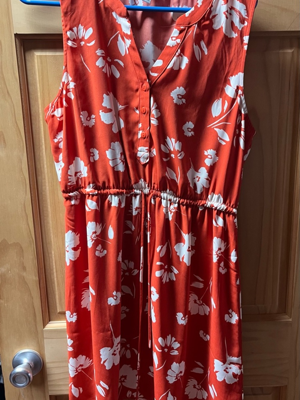41 Hawthorn Red Floral Sleeveless Drawstring Waist Dress